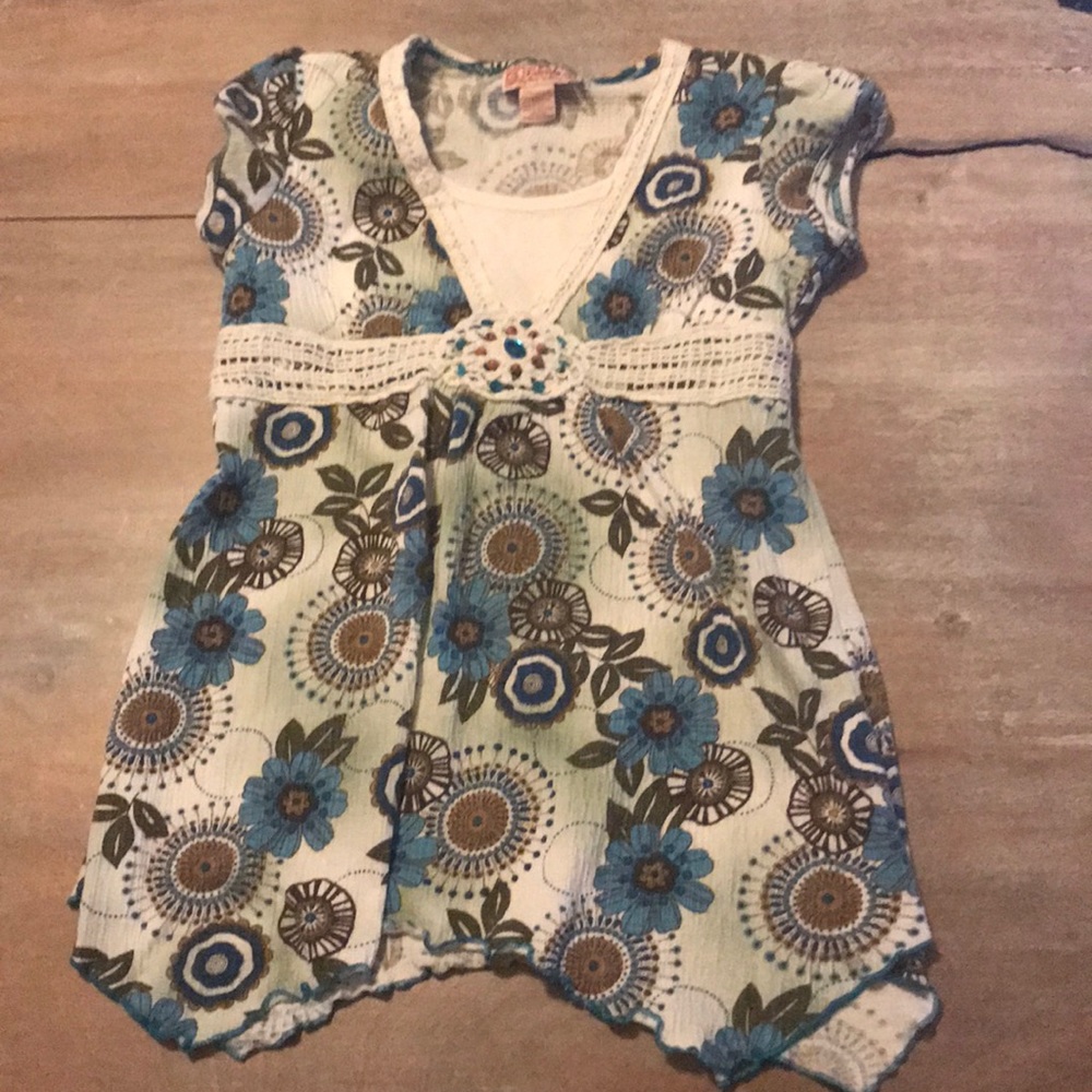 Girls green and blue floral dress size 5